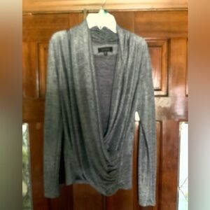Karen Kane Charcoal Draped Scoop Neck Sweater